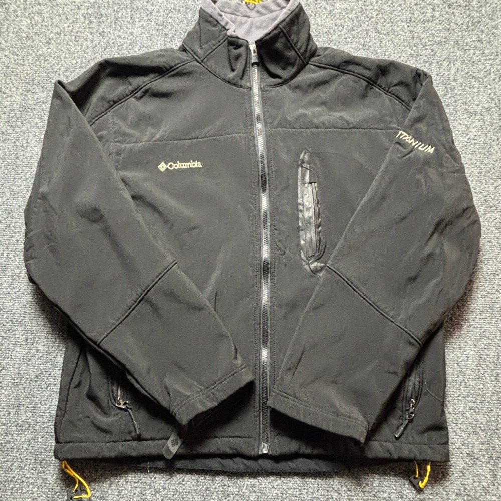 Columbia Titanium Interchange Softshell Jacket Mens Small Black Full Zip